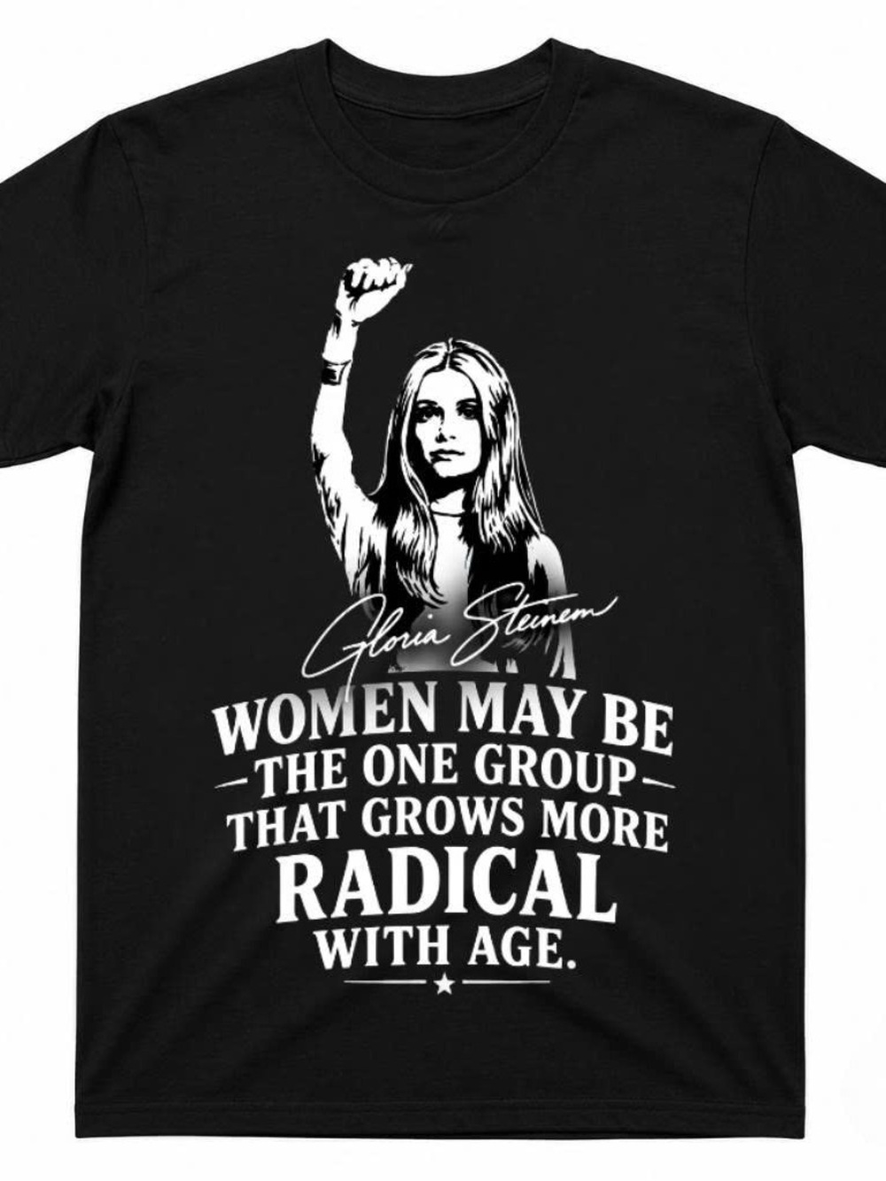 Gildan Black Shirt With Gloria Steinem Graphic Tee